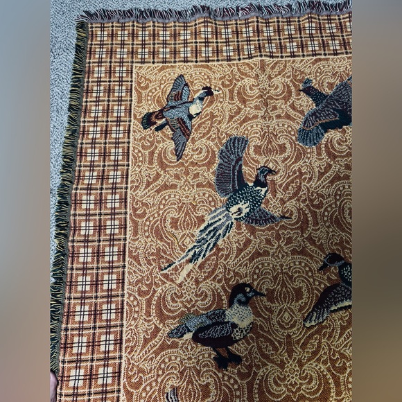 Goodwin Weavers Pheasants & Ducks Tapestry Woven Blanket made in the USA! VTG! - Picture 14 of 16